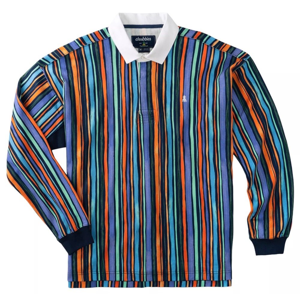 Chubbies Rugby Shirt Men's Large L The Afternoon Special Performance Polo Multi